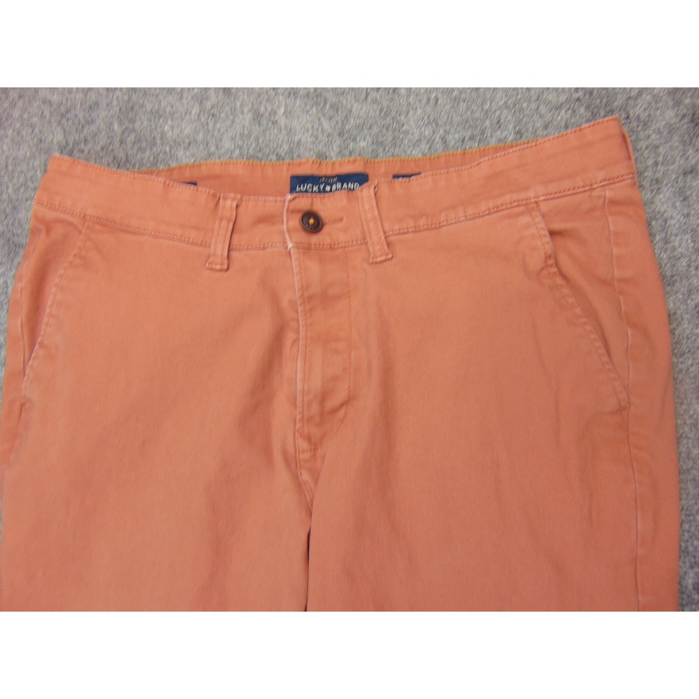 Lucky Brand 410 Athletic Chino Mens 34x30 Orange Casual Preppy Coastal - Picture 3 of 11